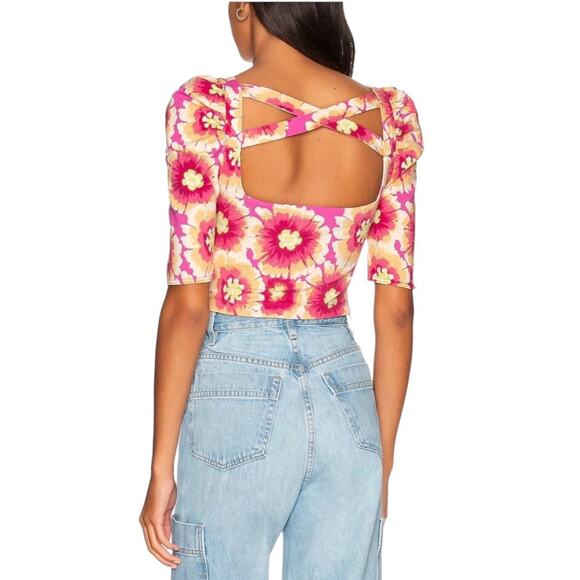 NWT! Free People Give Me More Floral Half Sleeve Crop Top - Size XS - Picture 5 of 9